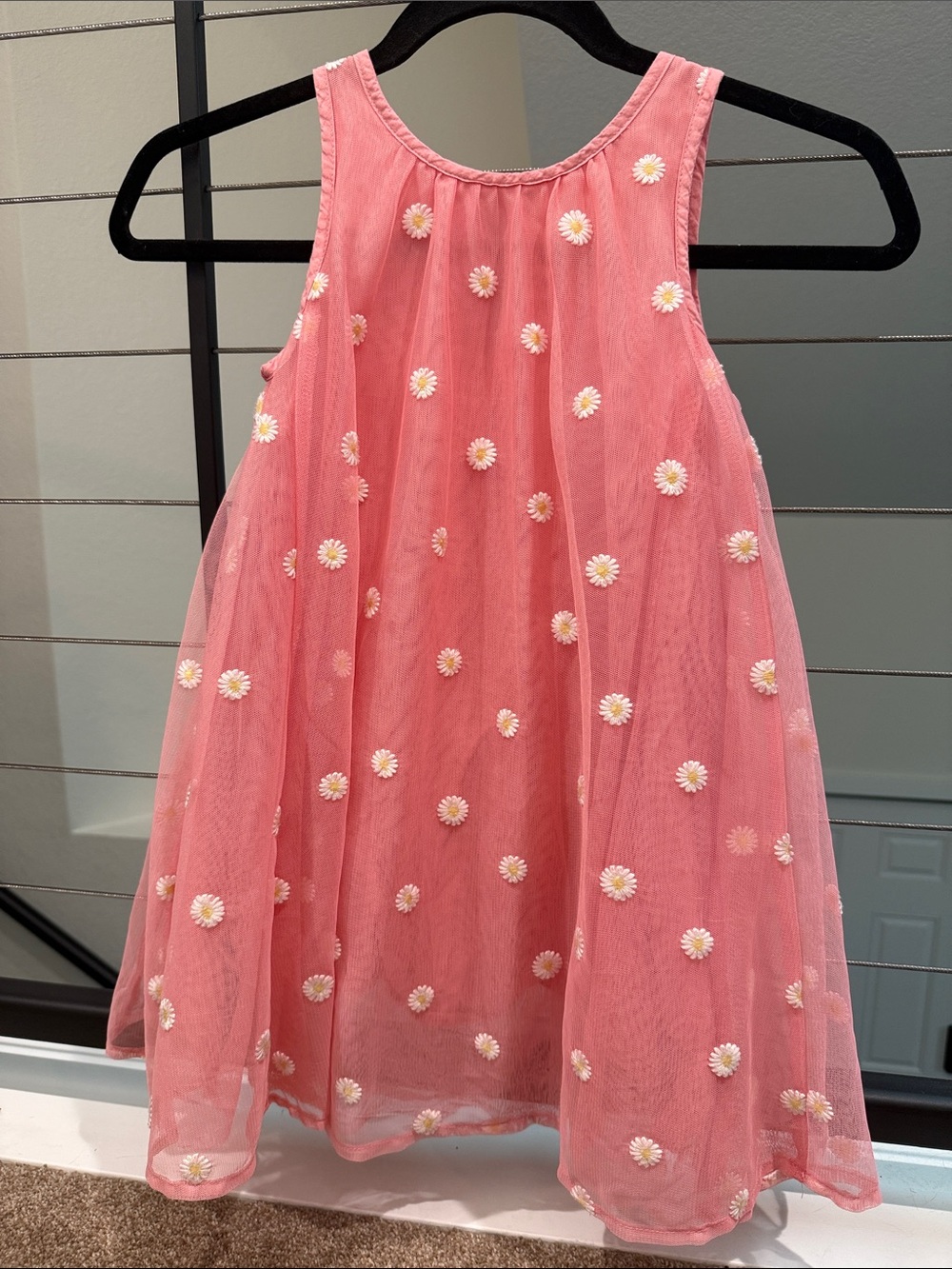 Cat & Jack Coral Pink Daisy Mesh Sundress